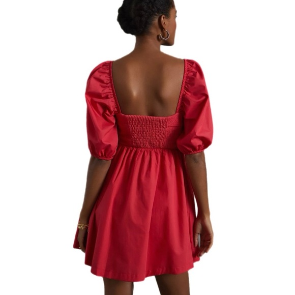 Maeve Like New Puff-Sleeve Sweetheart Mini Dress in Red Size Medium - Picture 3 of 7